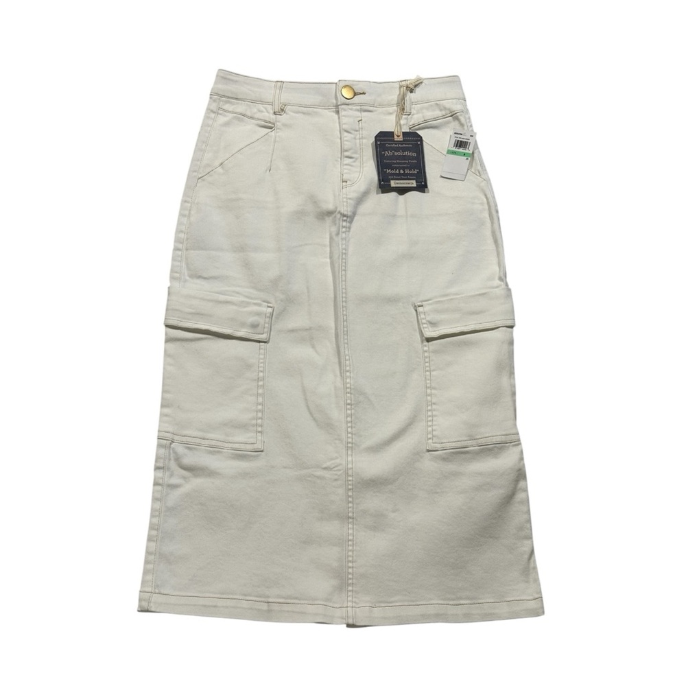 Democracy Skirt Womens Size 8 Ab Solution Cargo Midi Stretch White Denim